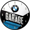 NOSTALGIC ART NÁSTĚNNÉ HODINY LOGO BMW GARAGE MOTO 31cm