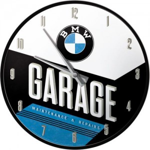 NOSTALGIC ART NÁSTĚNNÉ HODINY LOGO BMW GARAGE MOTO 31cm