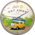 NOSTALGIC ART NÁSTĚNNÉ HODINY VW VULI LET'S GET AWAY 31cm