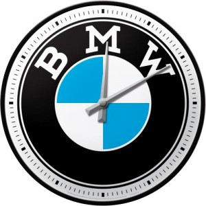 NOSTALGIC ART NÁSTĚNNÉ HODINY LOGO BMW MOTO 31cm