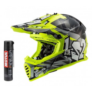 PRILBA HELMA LS2 MX437 FAST EVO CRUSHER BLACK H-V