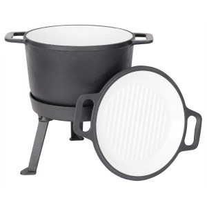 LOVECKÝ HRNEC Z LITINY -3V1- SMALTOVANÝ OHEŇ - MYSLIVECKY KOTLIK 5L