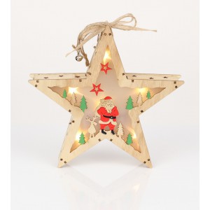 DŘEVĚNÁ VÁNOČNÍ DEKORACE "HVĚZDA" S LED OSVĚTLENÍM 3D