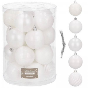 SADA VÁNOČNÍ KOULÍ 20 KS - BÍLÁ BARVA