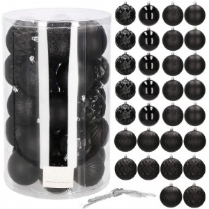 SADA VÁNOČNÍ KOULÍ 30 KS 8CM - ČERNÁ BARVA