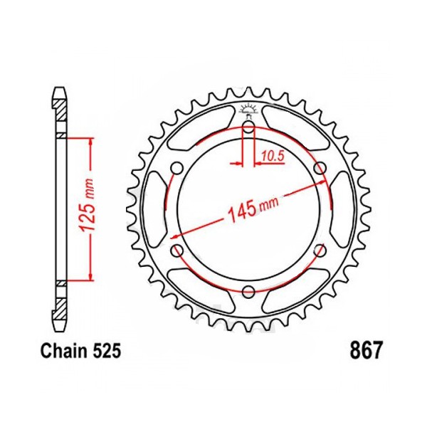 Zębatka tylna 867-42, 42 zęby, rozmiar 525